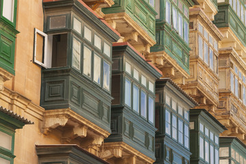 Malta, Valletta, Traditional Balconies