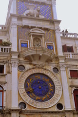 historical clock on the main square in Venice