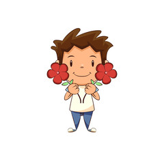 Child holding flowers
