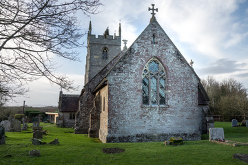 Fototapeta na wymiar Church of St James, Bishampton, Worcestershire, in winter