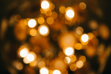 Golden orange color lights blurry abstract background