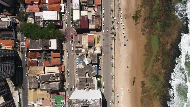 Top View of Barra Beach in Salvador, Bahia, Brazil