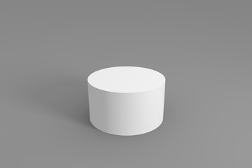 3d of white cylinder on a gray background