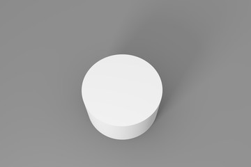 3d of white cylinder on a gray background