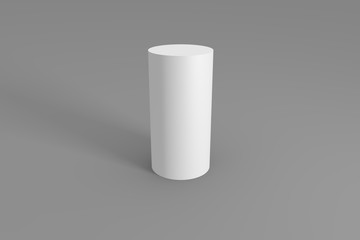 3d of white cylinder on a gray background