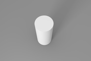 3d of white cylinder on a gray background