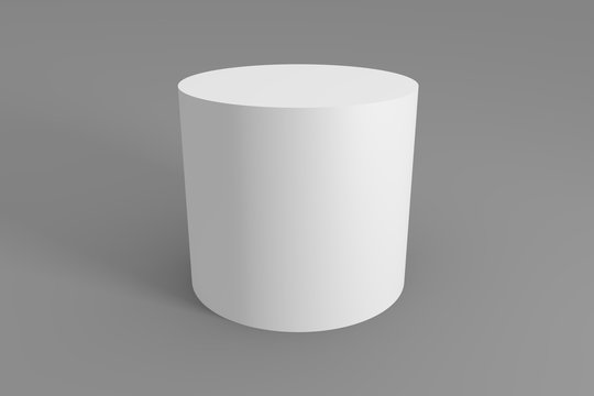 3d of white cylinder on a gray background