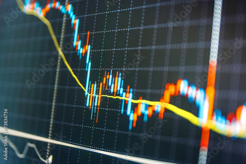 Online Forex Data Blue Background With Stock Chart Tools Of - 