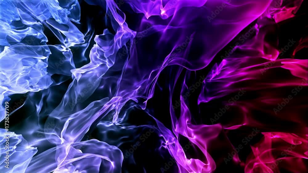 Wall mural blue magenta abstract fractal flame background loop