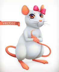 White mouse, animal in the Chinese zodiac, Chinese calendar. 3d vector icon