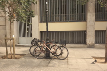 Old bikes in the street