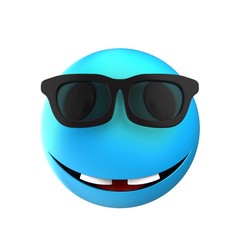 3d blue emoticon smile