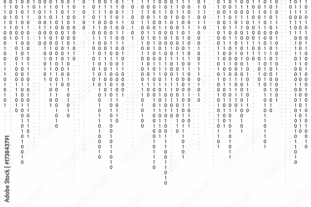 Wall mural abstract binary code background. falling, streaming binary code background. digital technology wallp