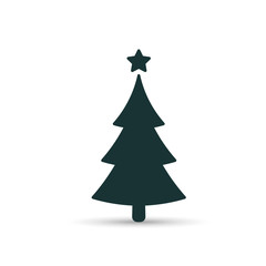 Obraz premium Fir tree black icon, flat design style. Spruce vector silhouette decaration