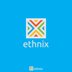 Fototapeta premium Letter X logo, Square shape, Colorful with white background. Hi-Tech and Ethnic Concept. Logo Template with flat style for software, apps, product, services brand.