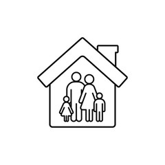 Family at house line icon. Vector isolated illustration