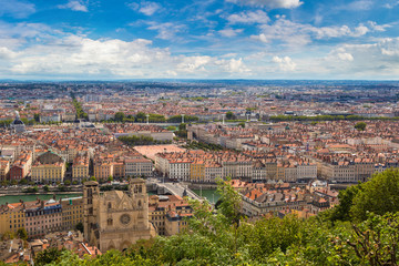Fototapeta na wymiar Panoramic view of Lyon, France