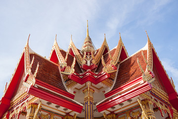 Fototapeta premium thai temple pavilion decorated full of thai fine art style