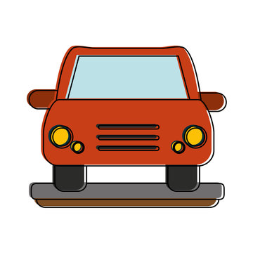 red car frontview icon image vector illustration design 