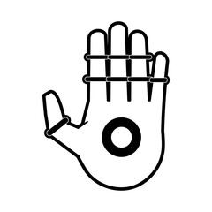 bionic hand artificial intelligence related icon image vector illustration design  black and white