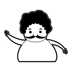 fat man with mustache cartoon icon image vector illustration design  black and white