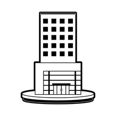big city building icon image vector illustration design  black and white