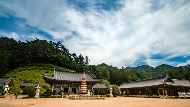 Gangwon-do Pyeongchang County Woljeongsa Temple. Time Lapse.