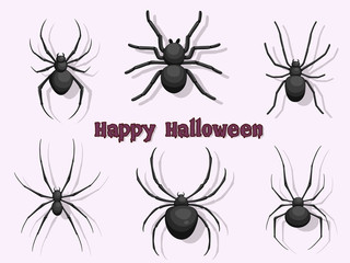Set of Spider cartoon vector halloween on background