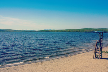 beach and lifeguard chair