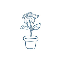 sun flower on pot illustration