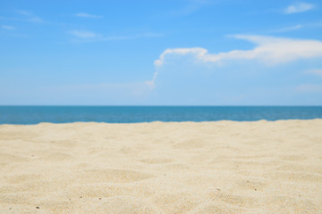 Closeup of sand on the beach and blue sky background - 173861924