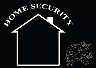 Representation of home security isolated on black background