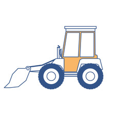 Fototapeta premium bulldozer flat icon in color sections silhouette