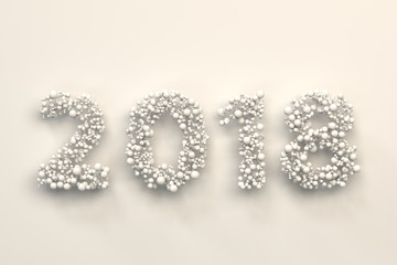 2018 number from white balls on white background