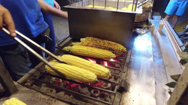 Corn roasts on street as one of the most common 