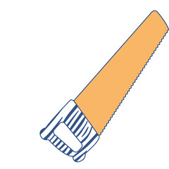 hand saw icon in color sections silhouette