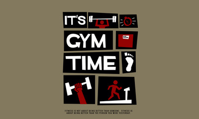 It's Gym Time (Motivational Gym Poster Vector Illustration)