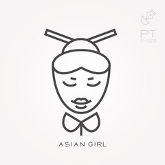 Line icon asian girl