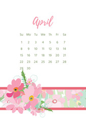 Vintage floral calendar 2018