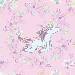 Obraz premium Retro style Illustration with flowers and animal