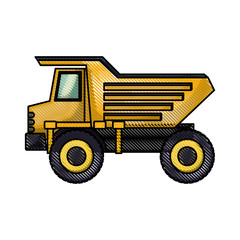 Obraz premium dump truck flat icon in colored crayon silhouette