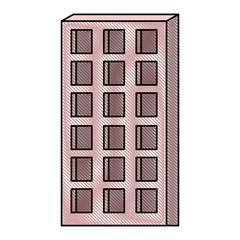 apartment building icon in colored crayon silhouette