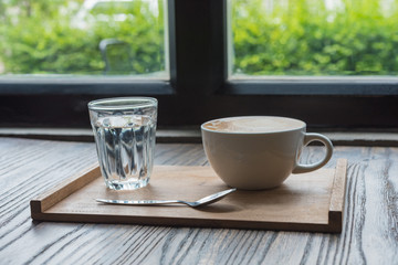 coffee cup on wooden table