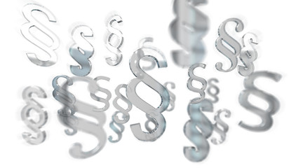 Digital floating law paragraph symbol 3D rendering