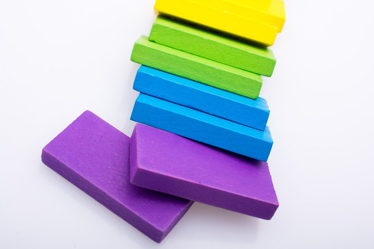 Coorful domino blocks on white background