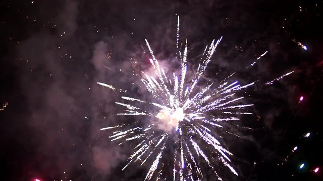 Explosion firework against the dark sky