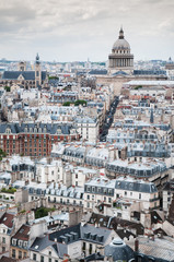 Fototapeta na wymiar Aerial view of Paris cityscape and dome of Pantheon