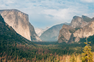 amazing view of yosemite valley with el capitan mountain at background