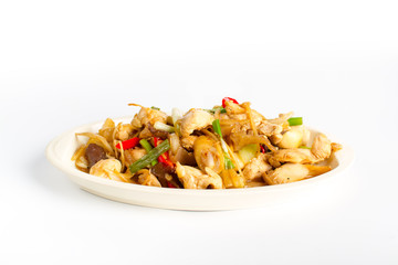 Stir fried chicken with ginger