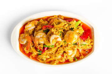 Stir fried shrimp in indian yellow powder